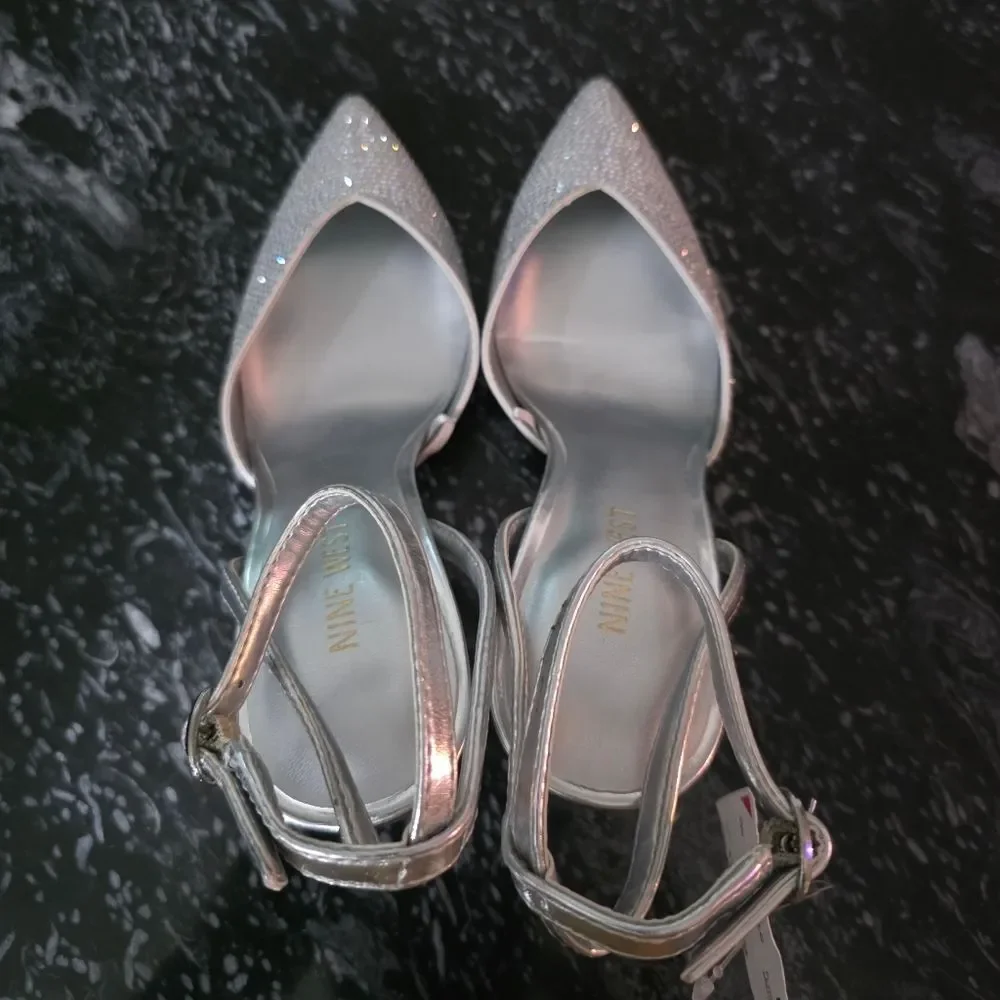 BRAND NEW NINE WEST POINTED TOE RHINESTONE HEELS SANDAL